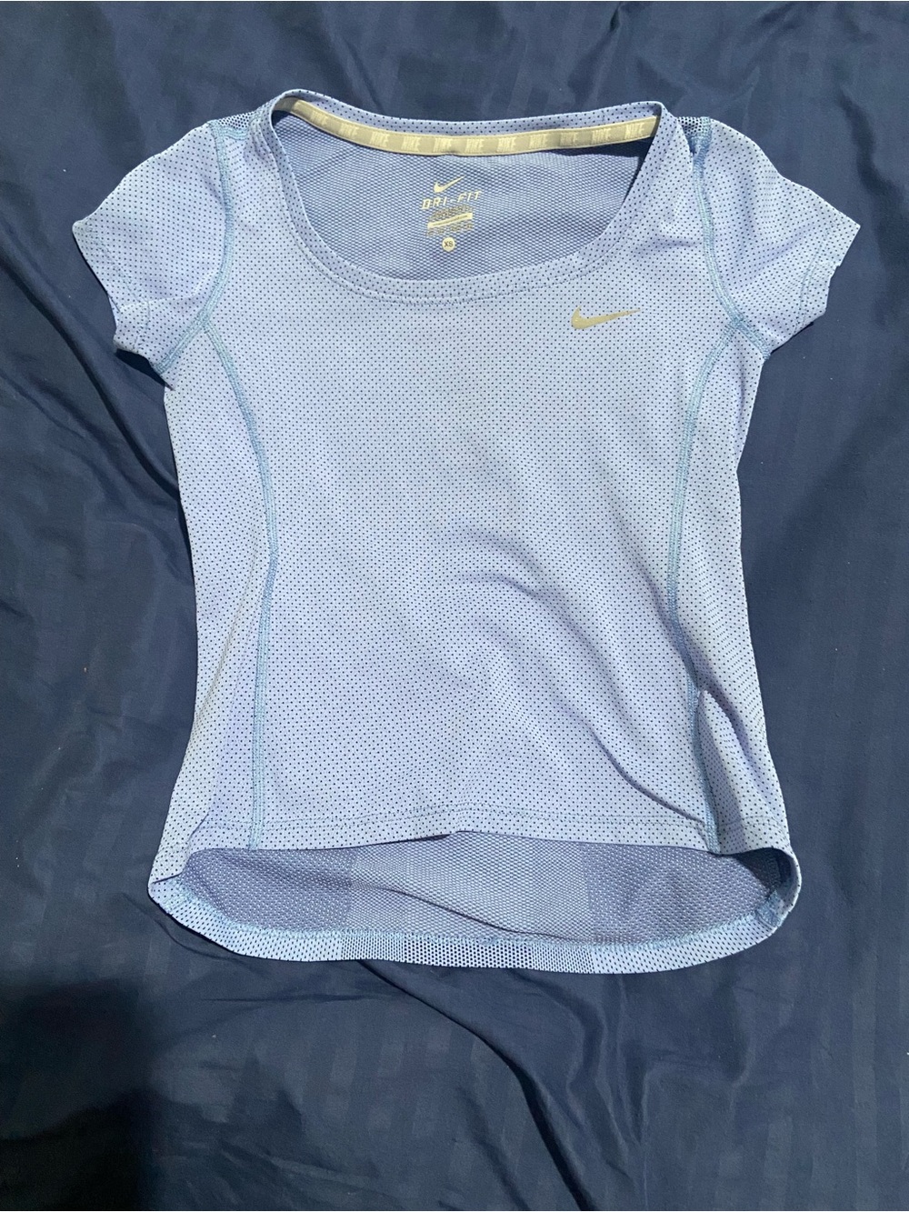 Nike Light Blue Women's Dri-FIT Mesh Short Sleeve Tee
